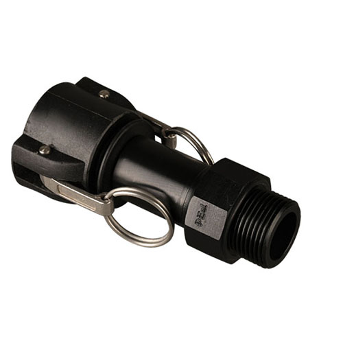 PE-el Gewindenippel mit Camlock-Mutterteil, elektrisch leitf&auml;hig, Dichtung FEP-FKM