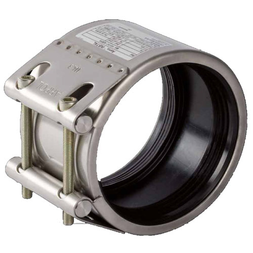 Edelstahl Rohrkupplung Typ INSTAL, Breite 95, Qualit&auml;t A4, EPDM Dichtmanschette